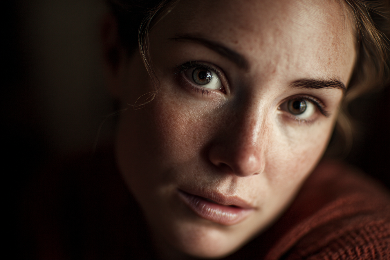 A close-up shot of a woman's face | Source: Midjourney