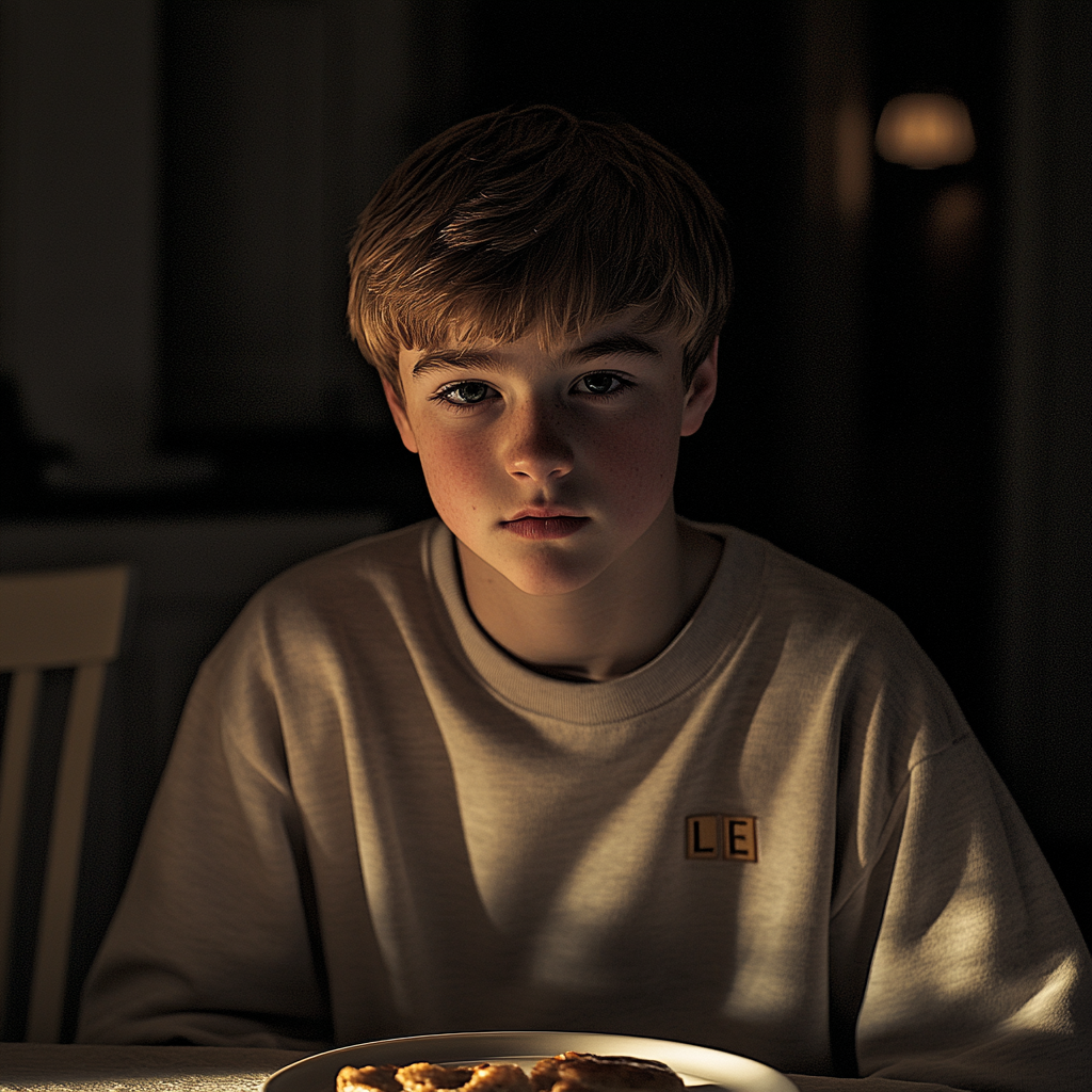 A boy sitting for dinner | Source: Midjourney