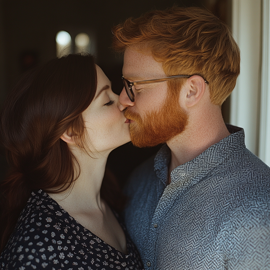 Um marido beijando sua esposa | Fonte: Midjourney