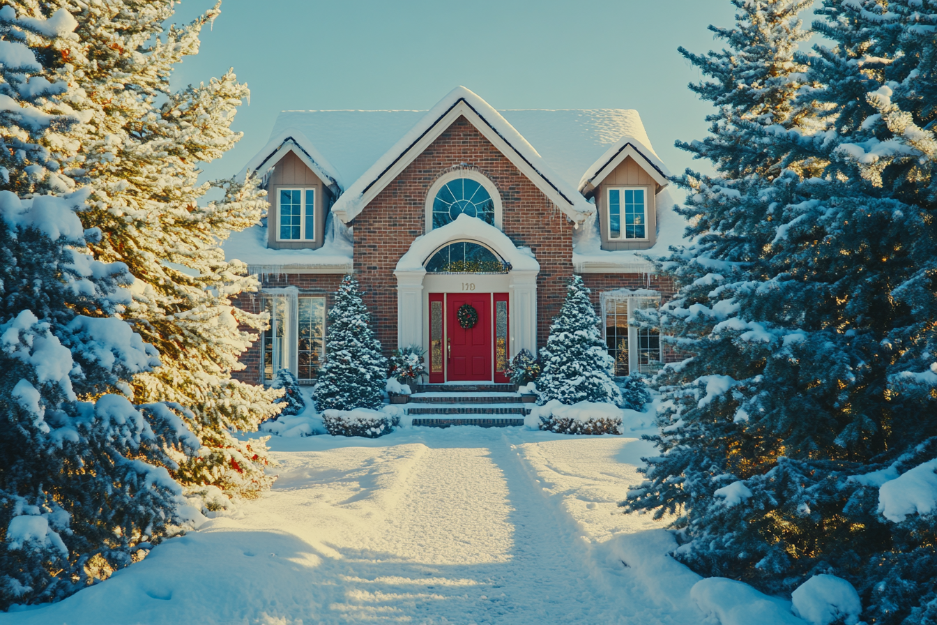 A beautiful house covered in snow | Source: Midjourney