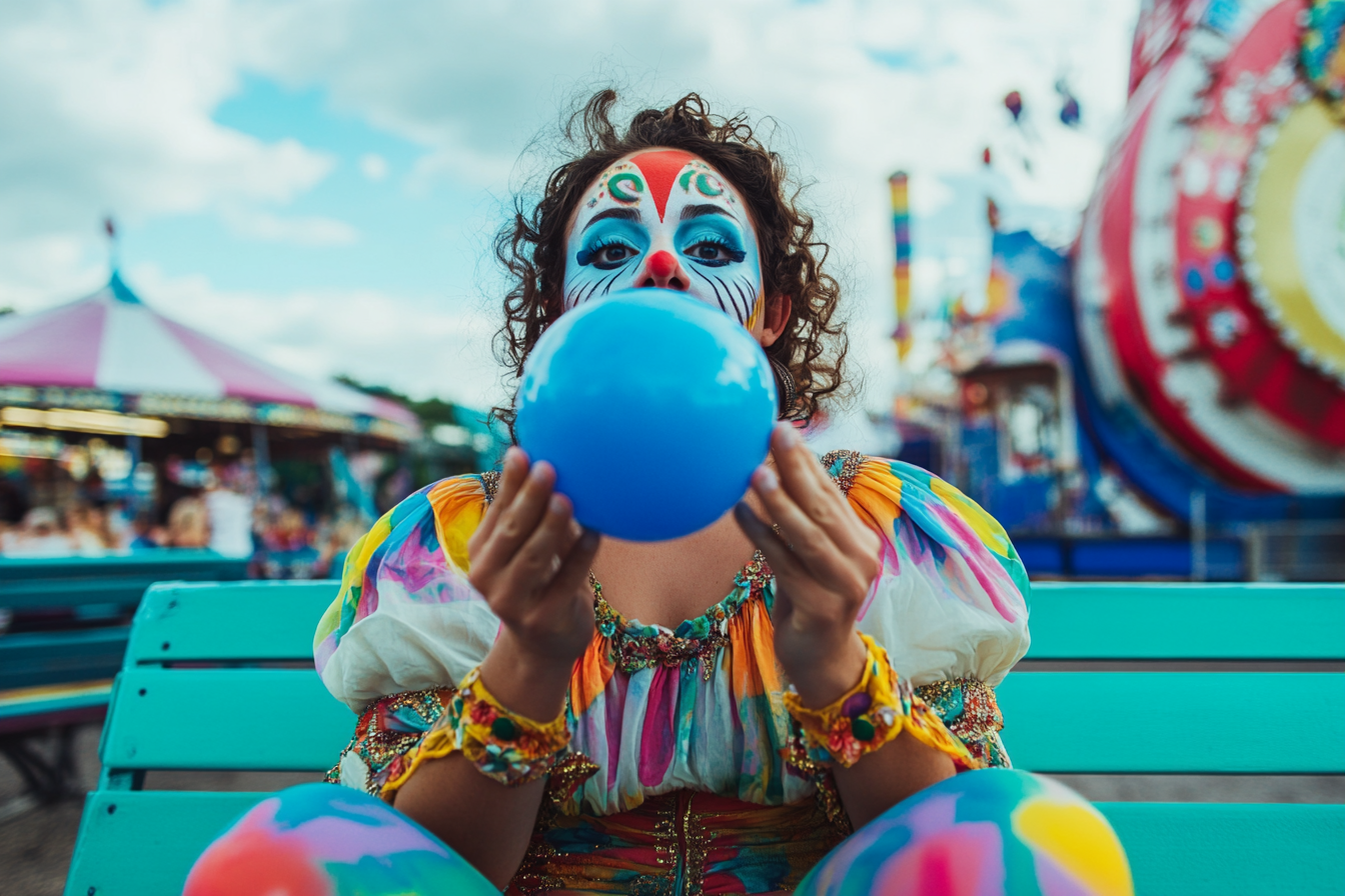 A carnival performer blowing up a balloon | Source: Midjourney