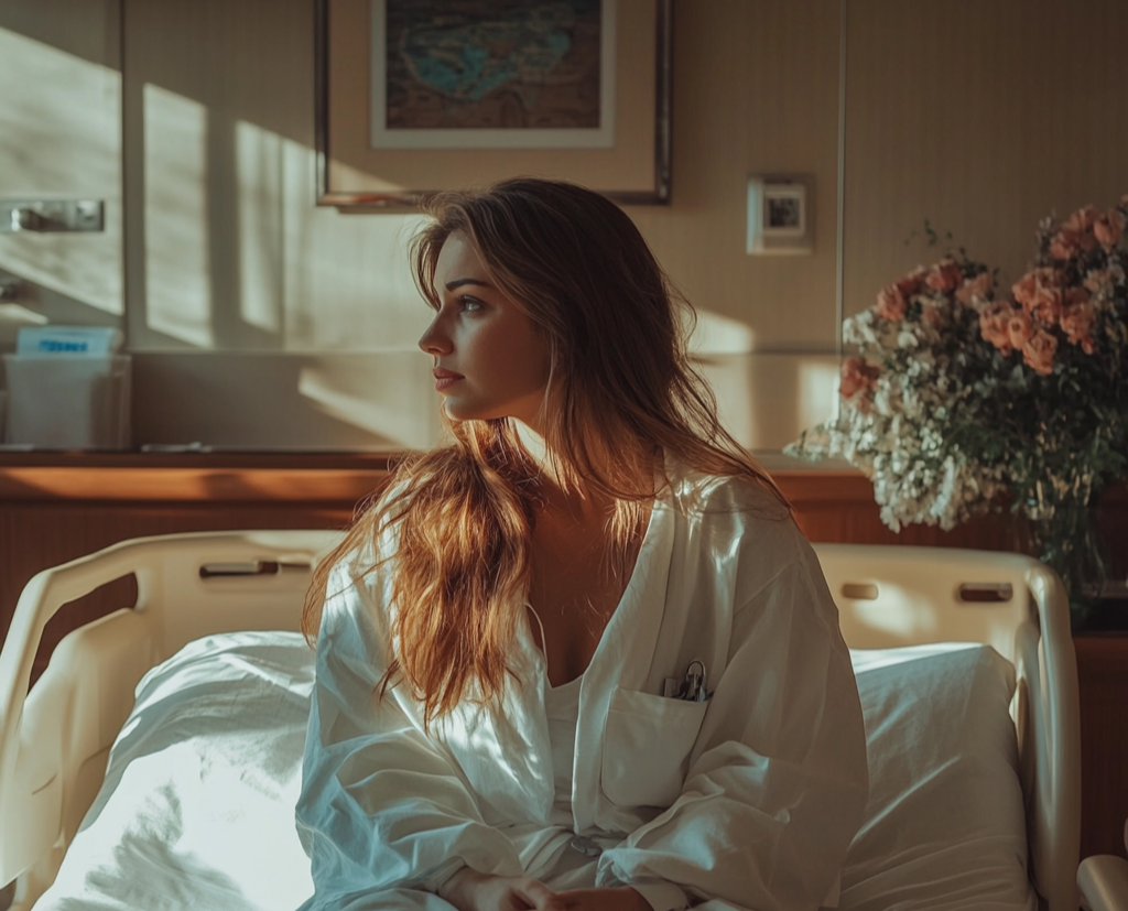 Une femme en deuil dans un lit d'hôpital | Source : Midjourney