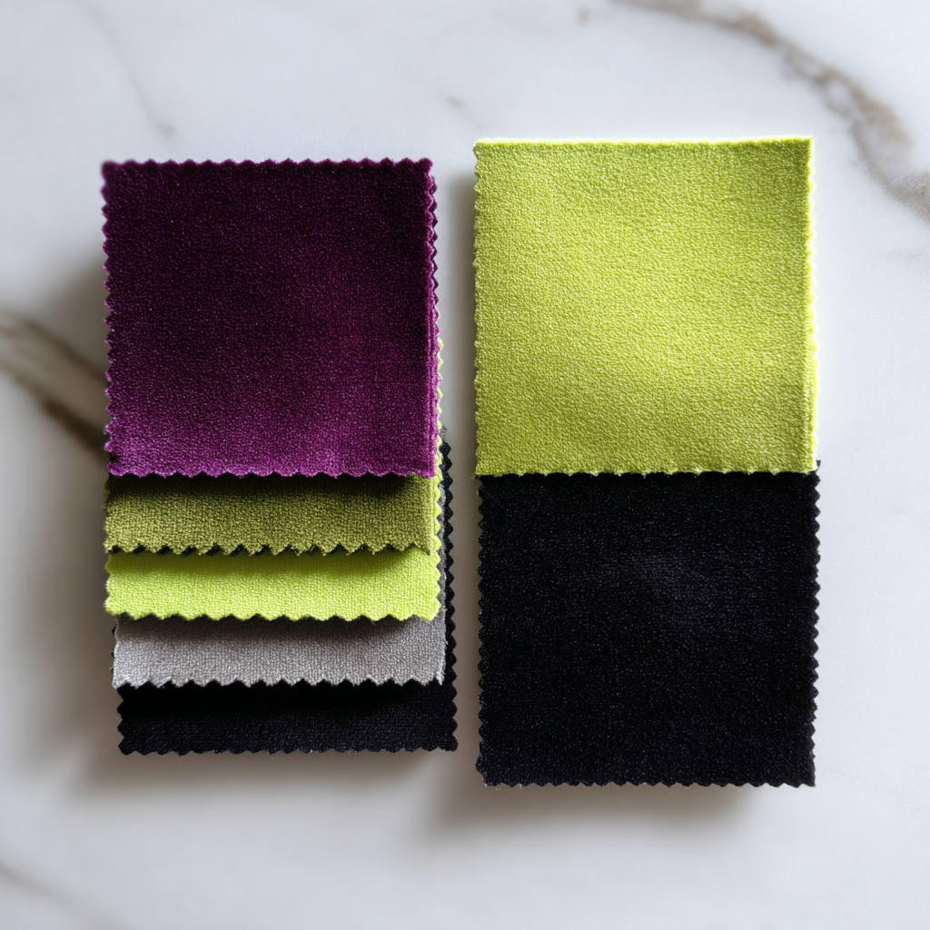 Velvet swatches on a desk | Source: Midjourney