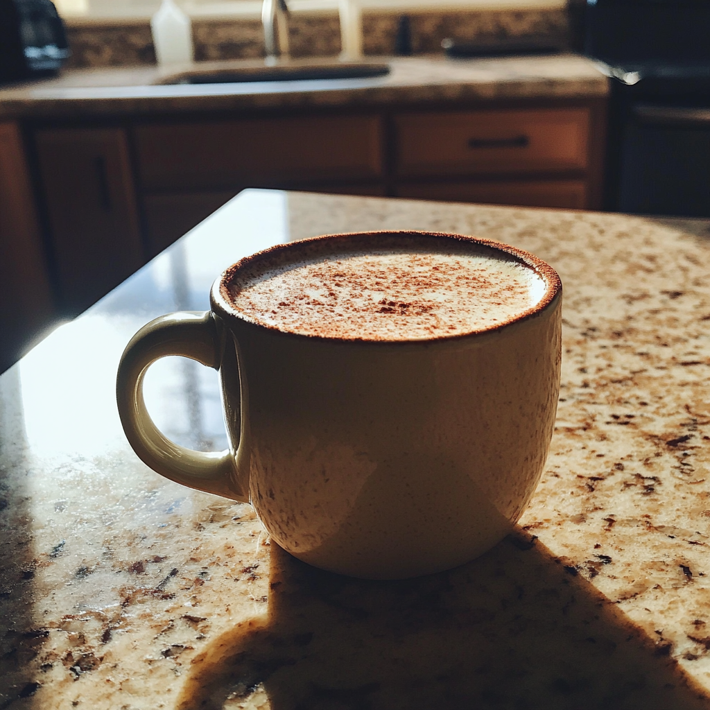 A cup of coffee on a kitchen counter | Source: Midjourney