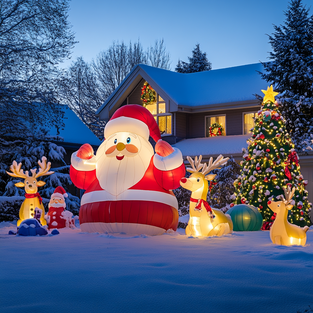 A yard flaunting stunning Christmas decor | Source: Midjourney