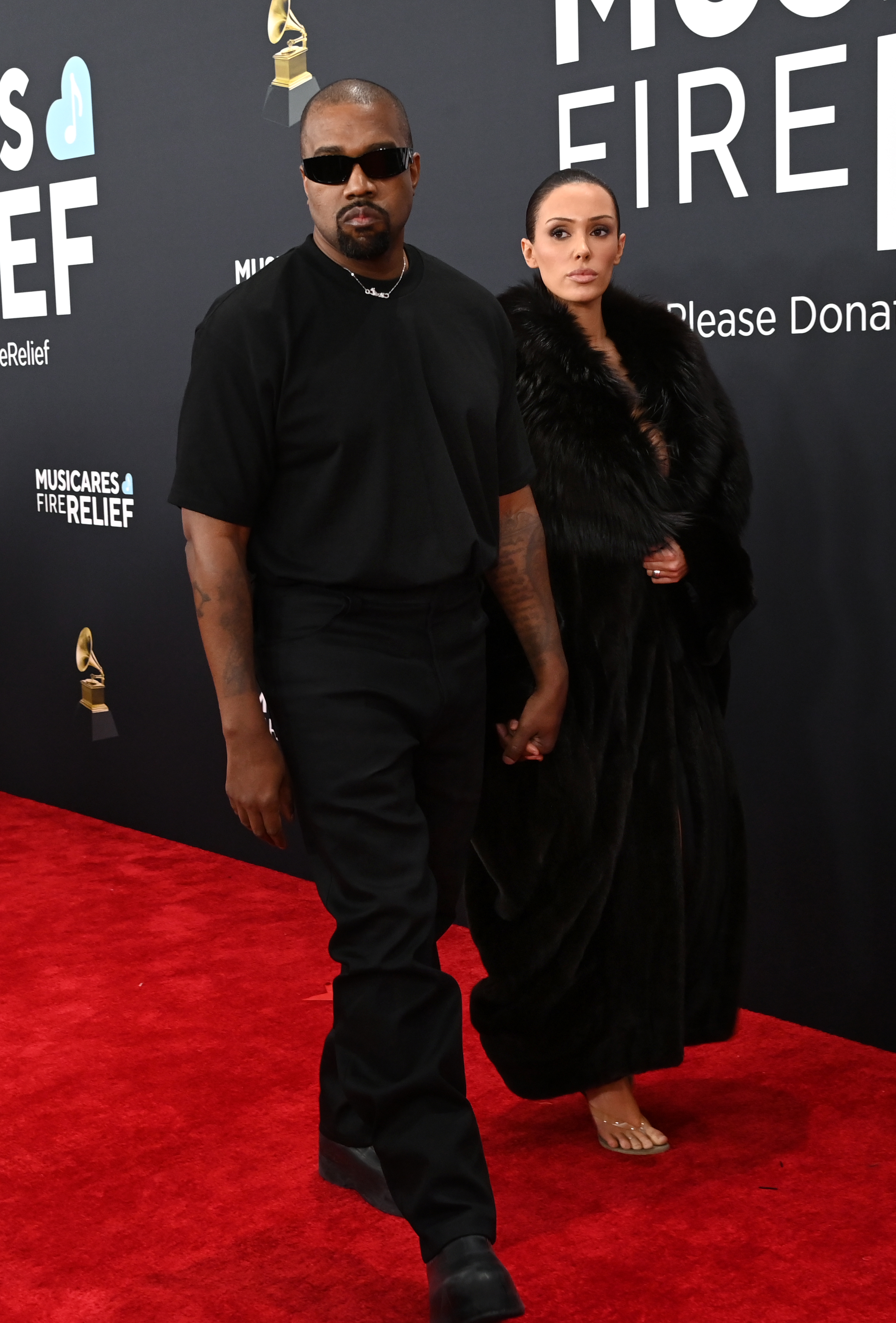 Kanye West and Bianca Censori at the Grammy Awards red carpet at Crypto.com Arena | Source: Getty Images