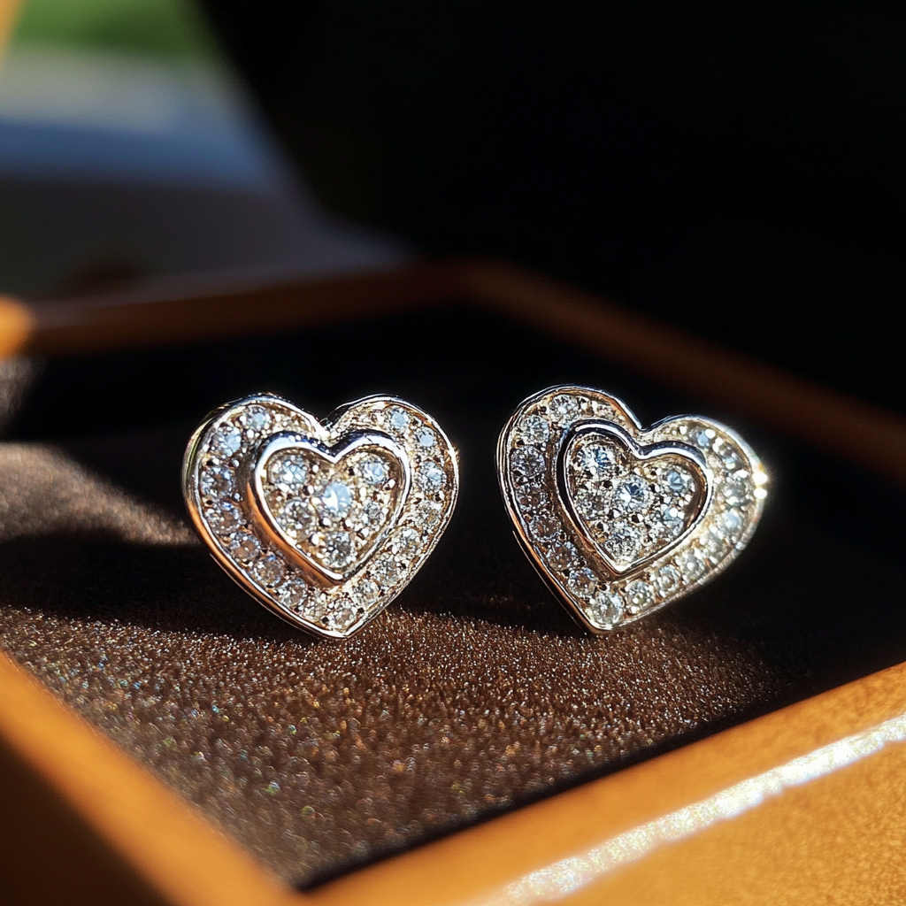 A pair of heart-shaped earrings | Source: Midjourney