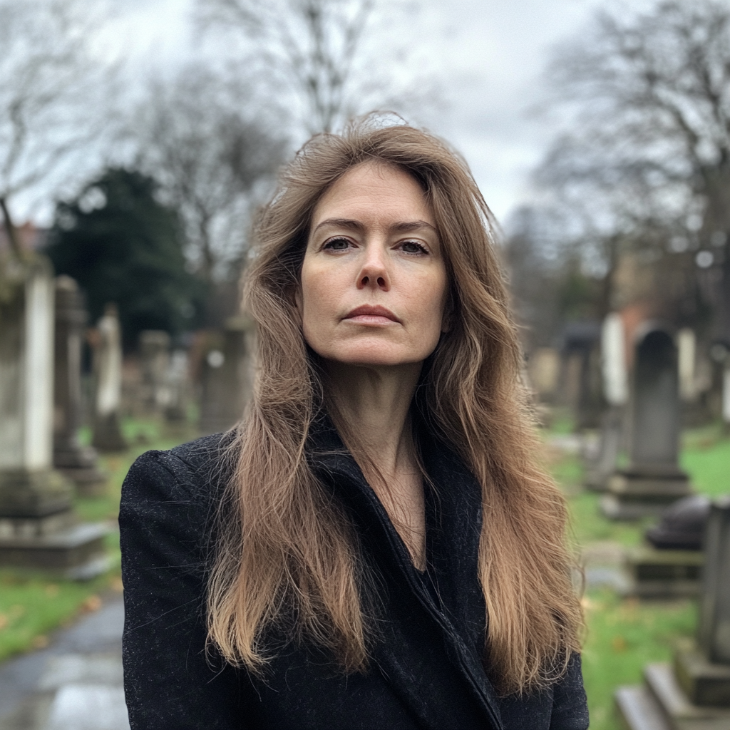 A woman at a cemetery | Source: Midjourney