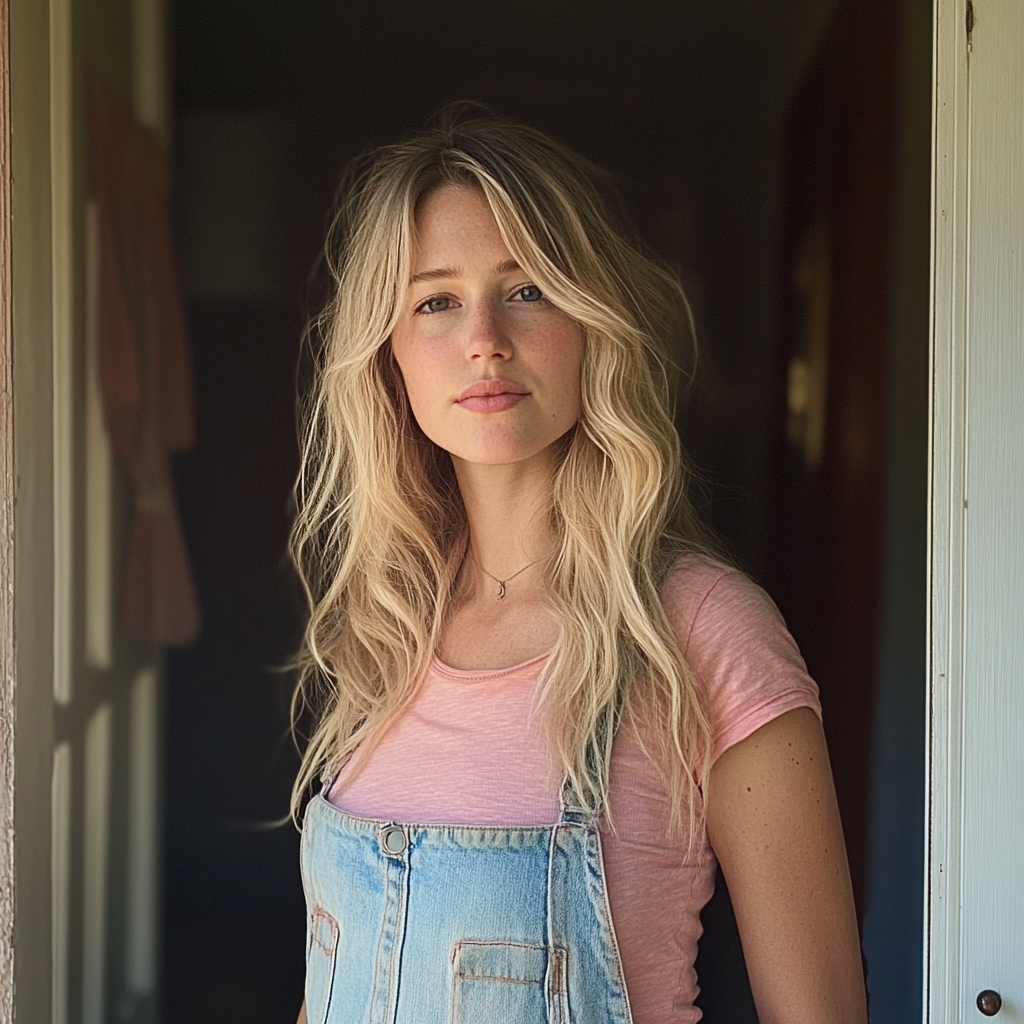 A pensive woman standing in a doorway | Source: Midjourney