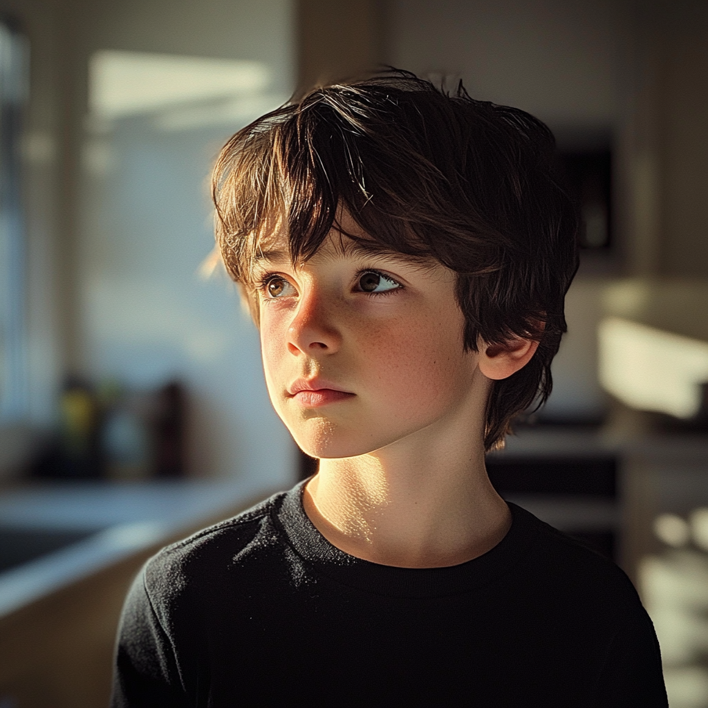 A little boy standing in a kitchen | Source: Midjourney