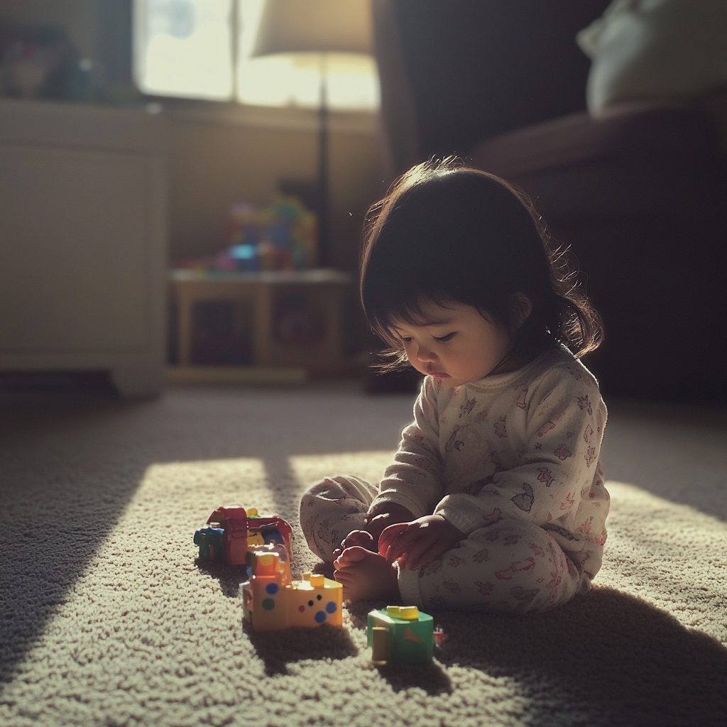 A little girl playing with toys | Source: Midjourney