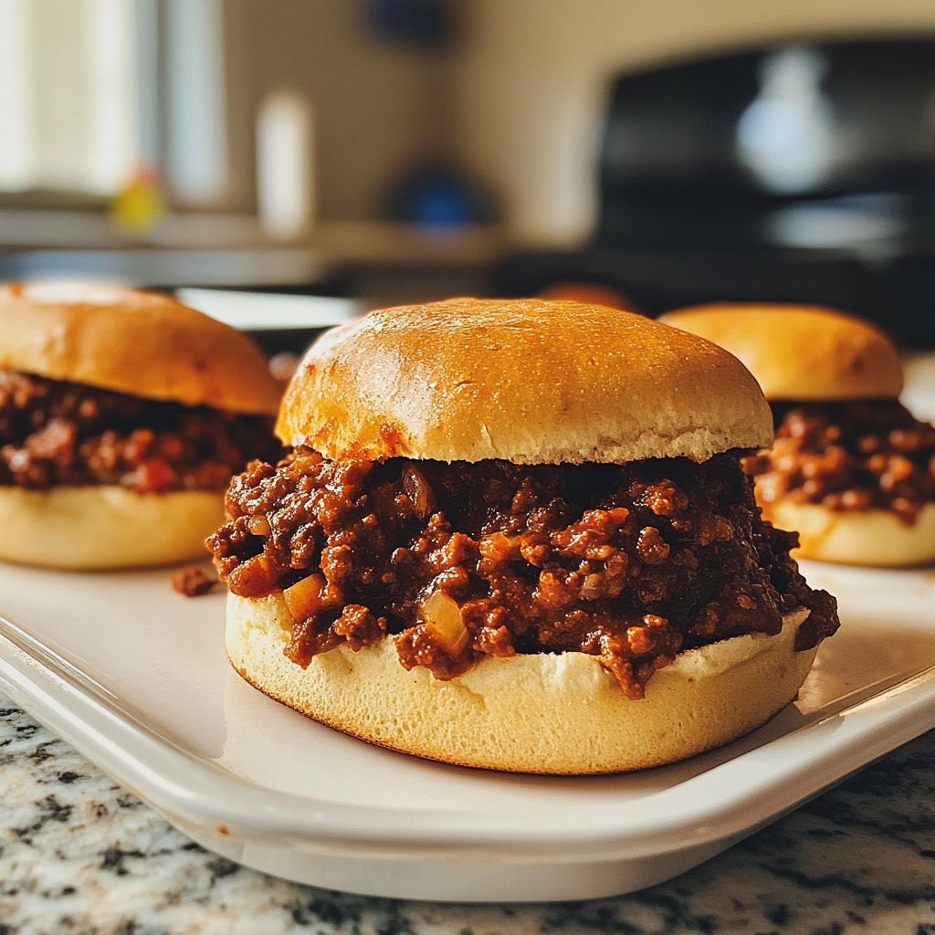 Sloppy joes on a plate | Source: Midjourney