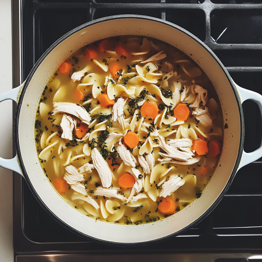 A pot of soup on a stove | Source: Midjourney