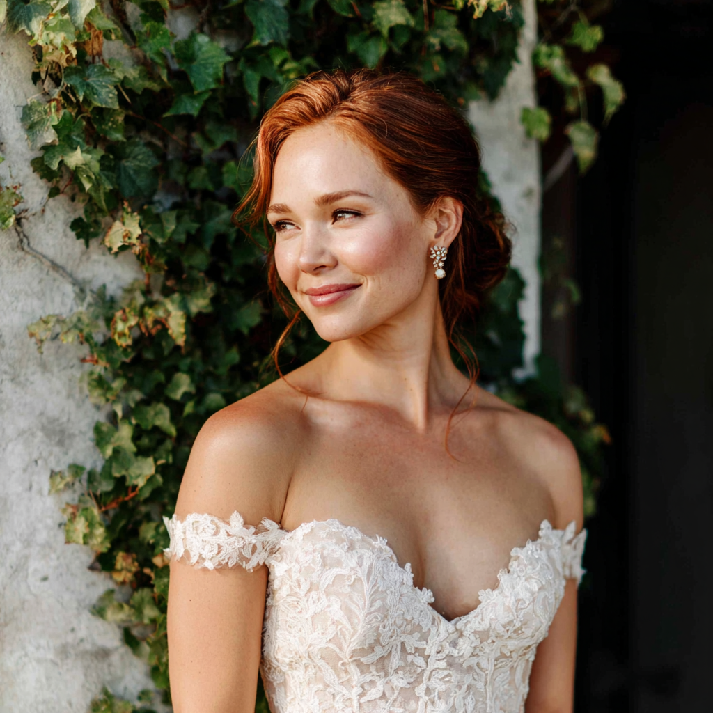 A smiling bride standing outside | Source: Midjourney