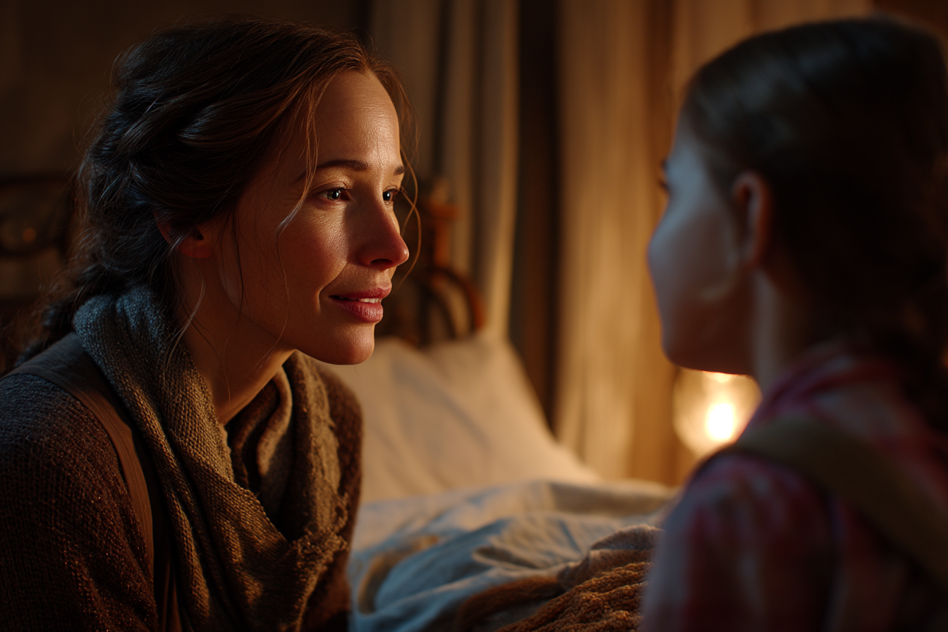 A woman talking to a little girl | Source: Midjourney