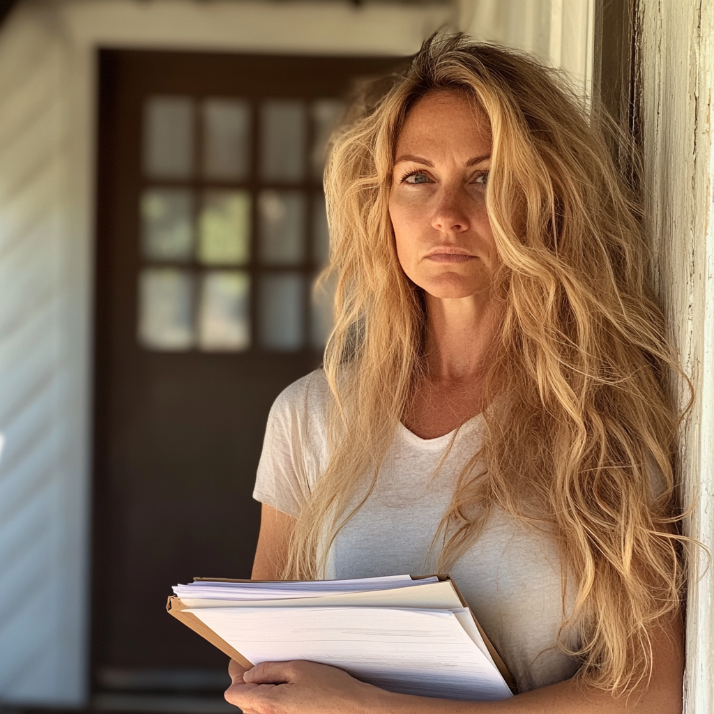 A woman holding a folder | Source: Midjourney