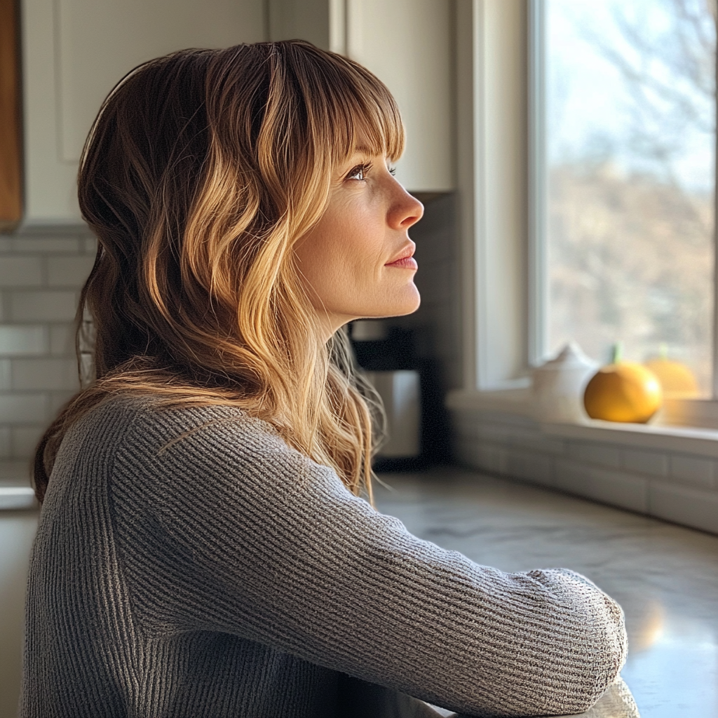 A pensive woman looking out of a window | Source: Midjourney