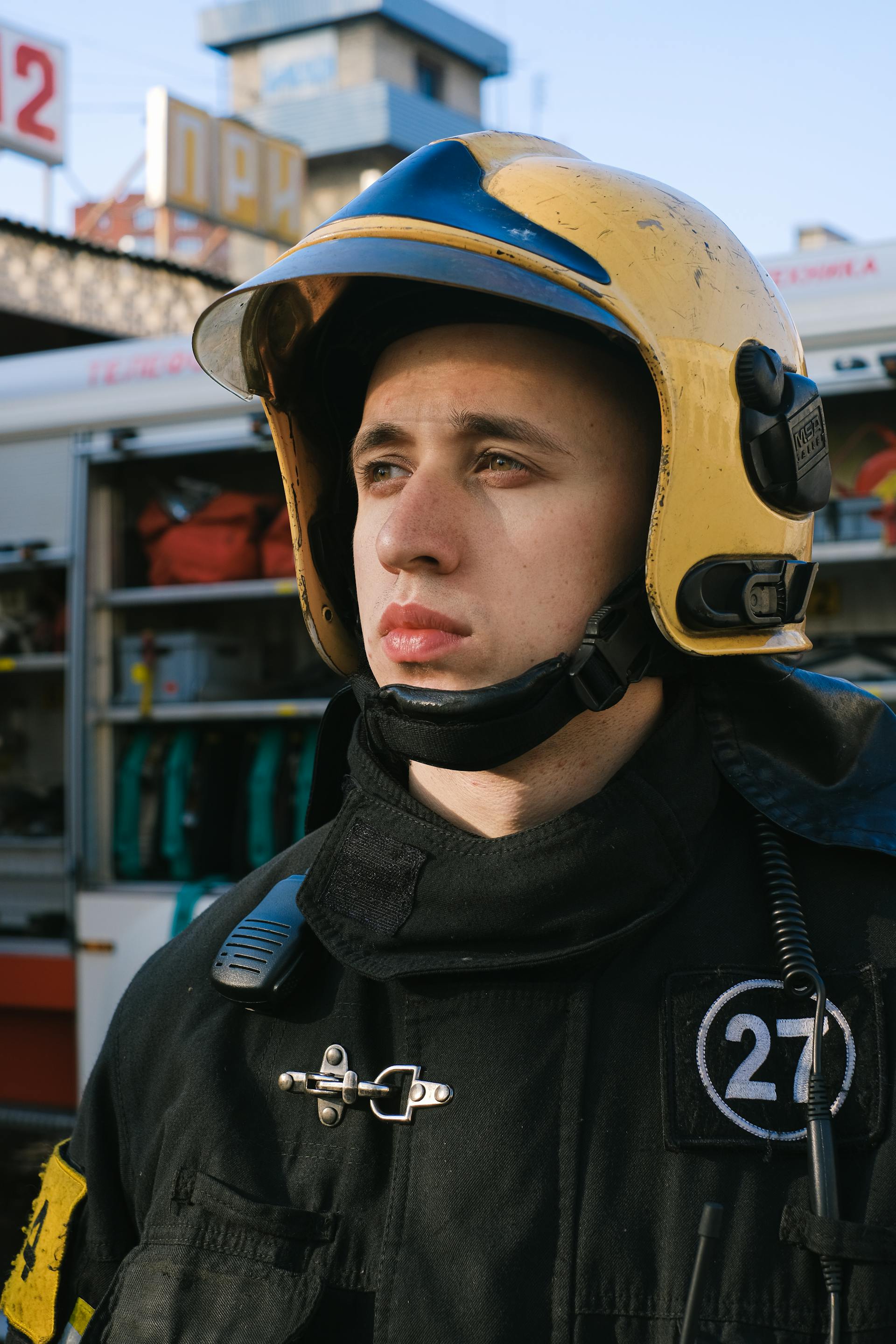 A firefighter staring at someone | Source: Pexels