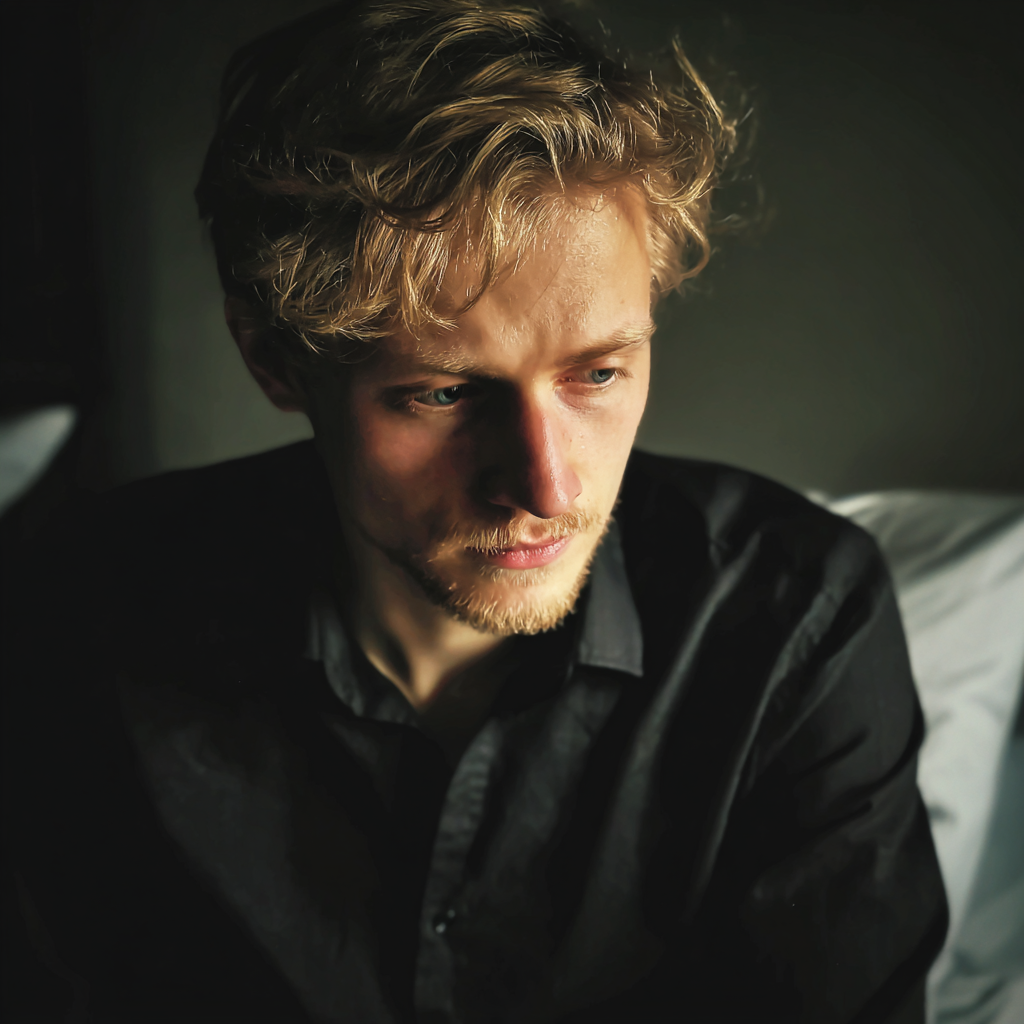 A man sitting on a bed | Source: Midjourney
