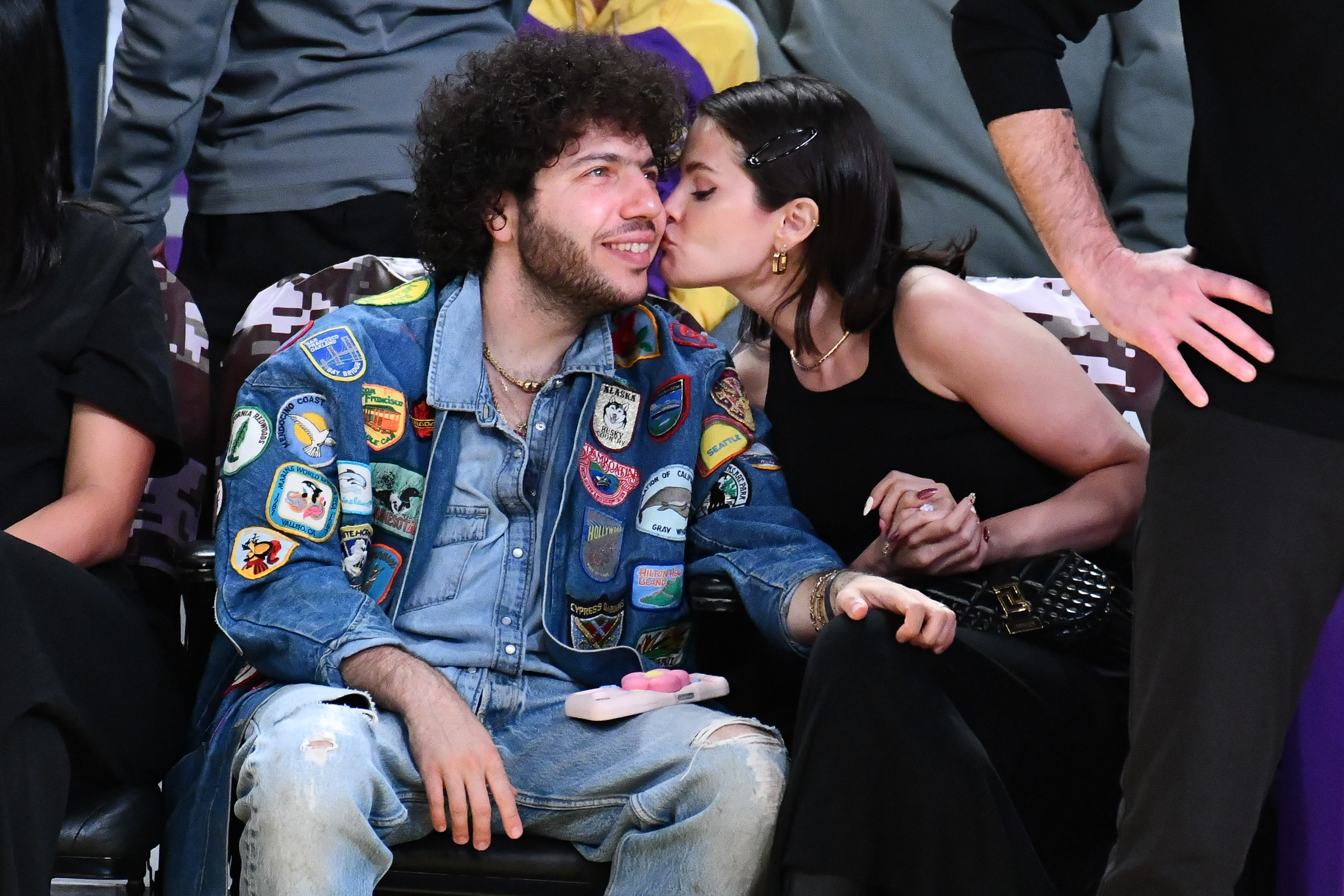 Benny Blanco and Selena Gomez attend a basketball game between the Los Angeles Lakers and the New Orleans Pelicans at Crypto.com Arena on November 30, 2025 in Los Angeles, California. | Source: Getty Images