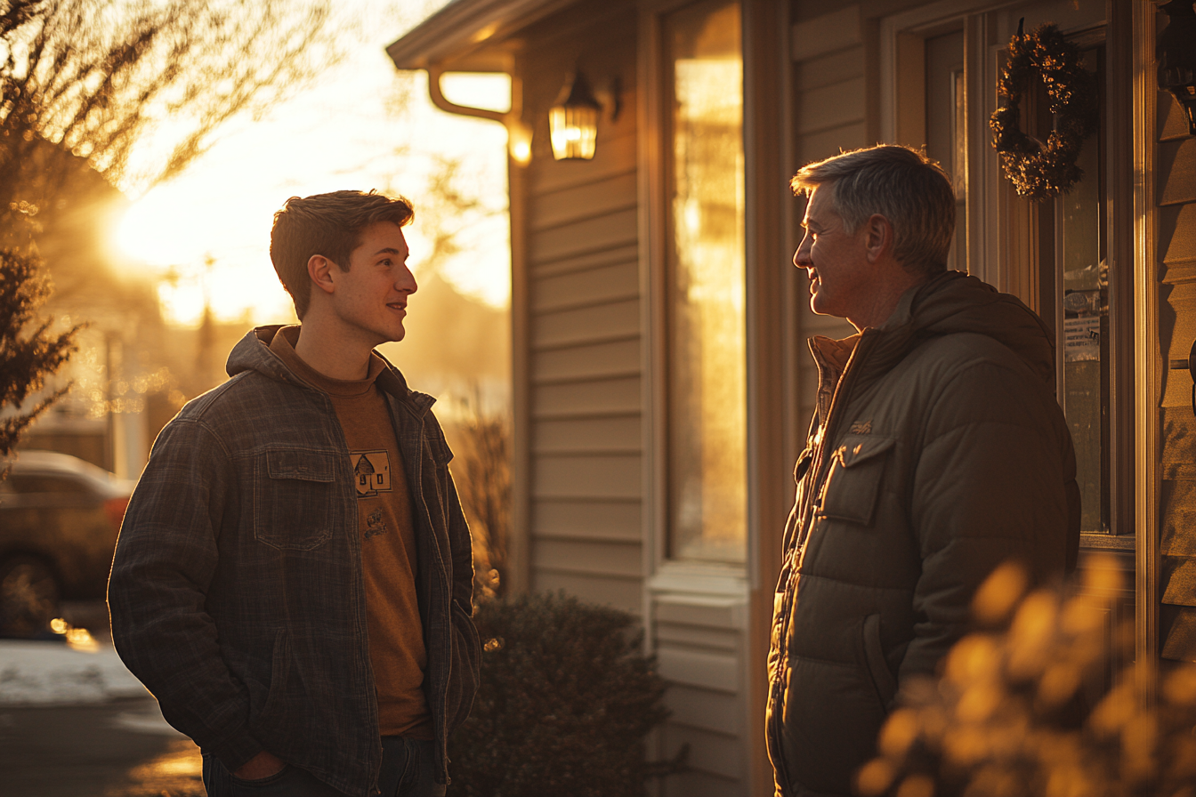 Man talking to his dad | Source: Midjourney