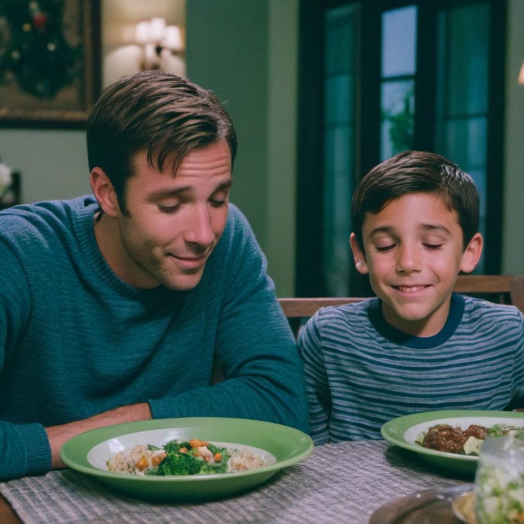 John and his son sharing a meal together | Source: Midjourney