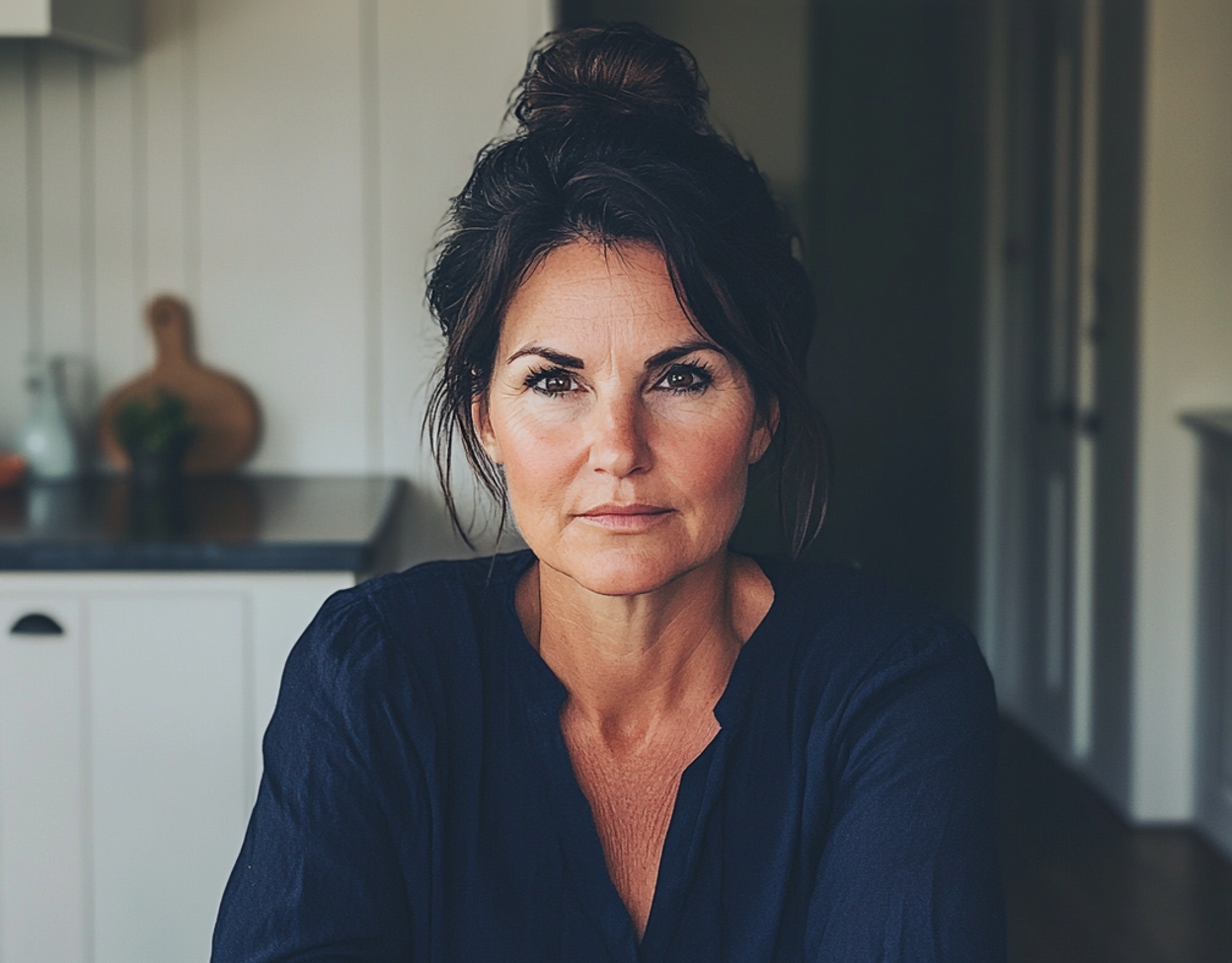 A social worker sitting at a kitchen table | Source: Midjourney