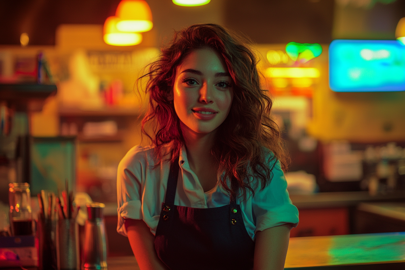 Waitress sitting in an office in a restaurant | Source: Midjourney