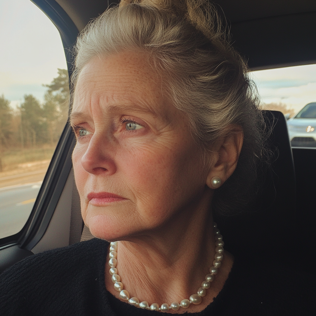 An older woman sitting in a car | Source: Midjourney