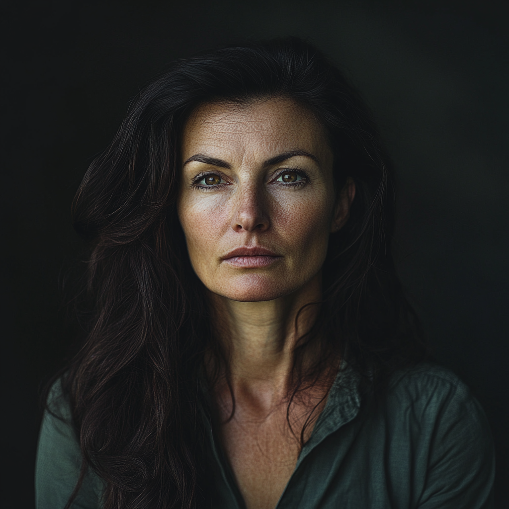 Close-up of a woman with a cold, harsh expression | Source: Midjourney