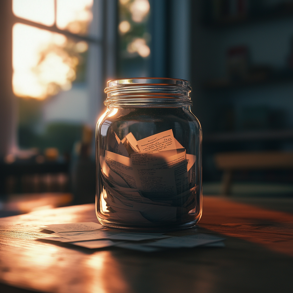 A jar with little notes in it | Source: Midjourney