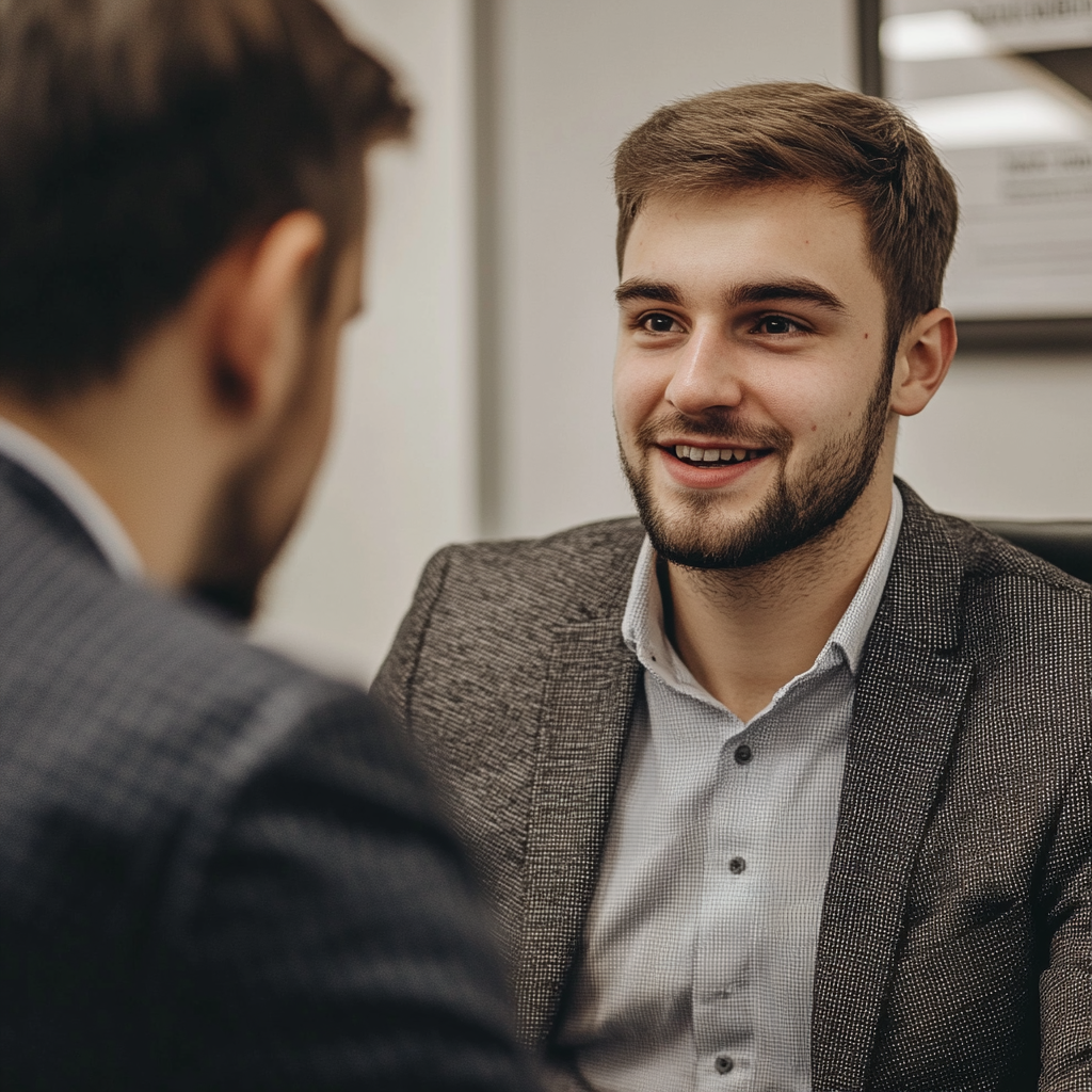 A smiling lawyer in his office | Source: Midjourney