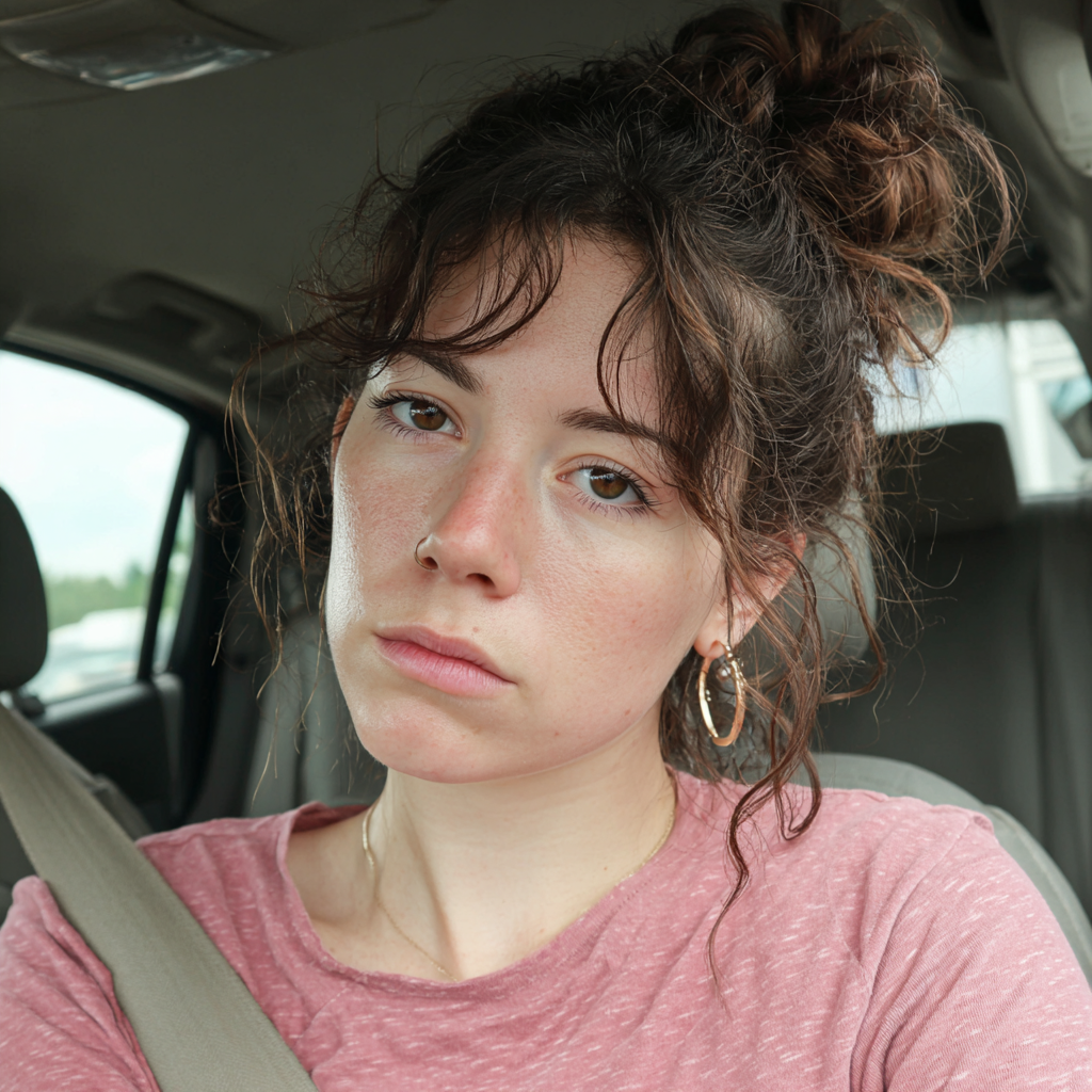 A tired woman sitting in a car | Source: Midjourney