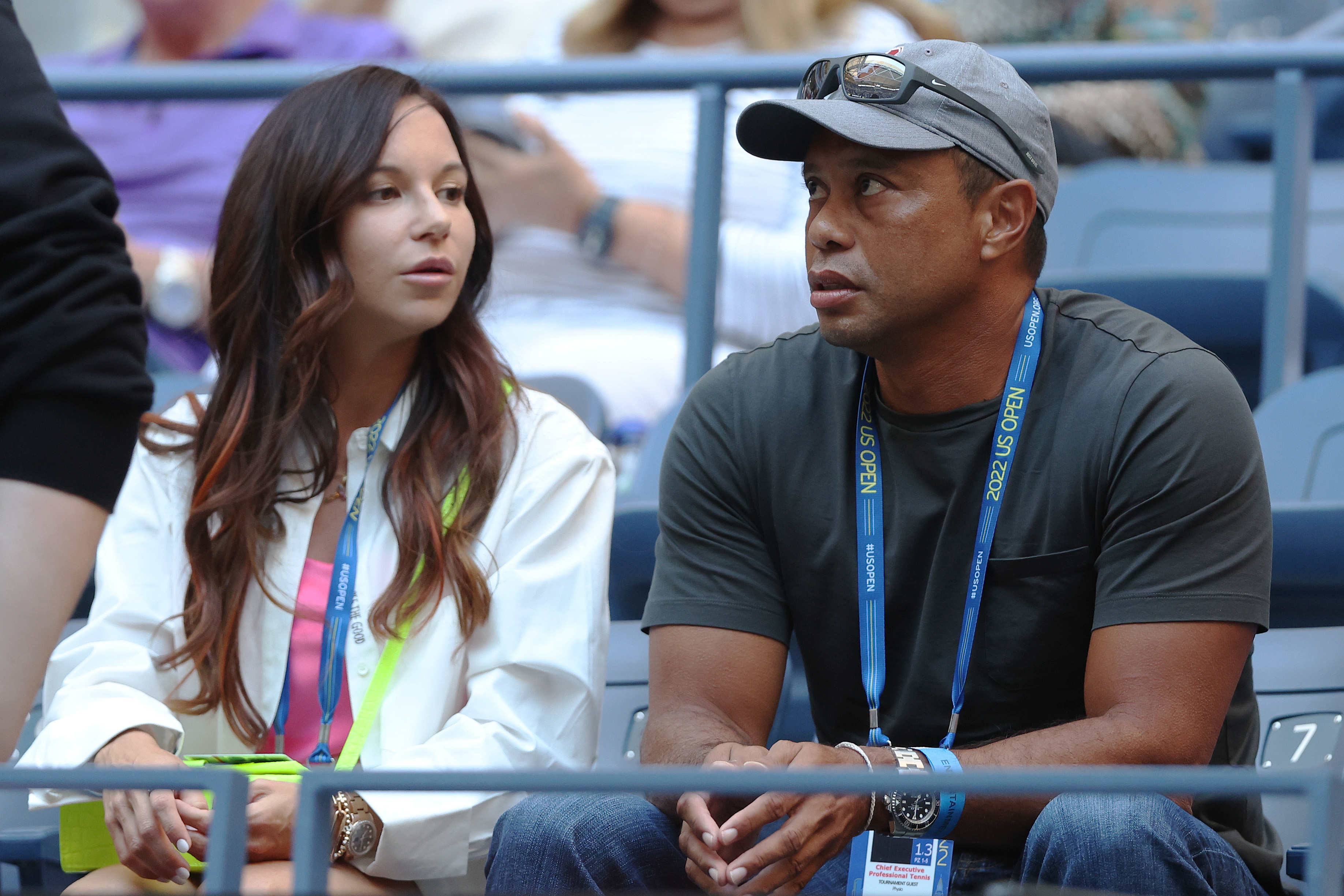 Erica Herman first attracted widespread attention alongside Woods at the 2017 Presidents Cup, where she wore a "player spouse" credential. She had also worked within Woods' business orbit as general manager of his restaurant. | Source: Getty Images