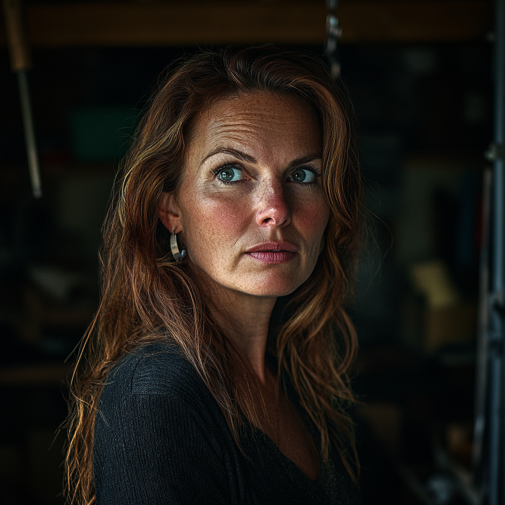 Une femme méfiante inspecte le garage de son mari | Source : Midjourney