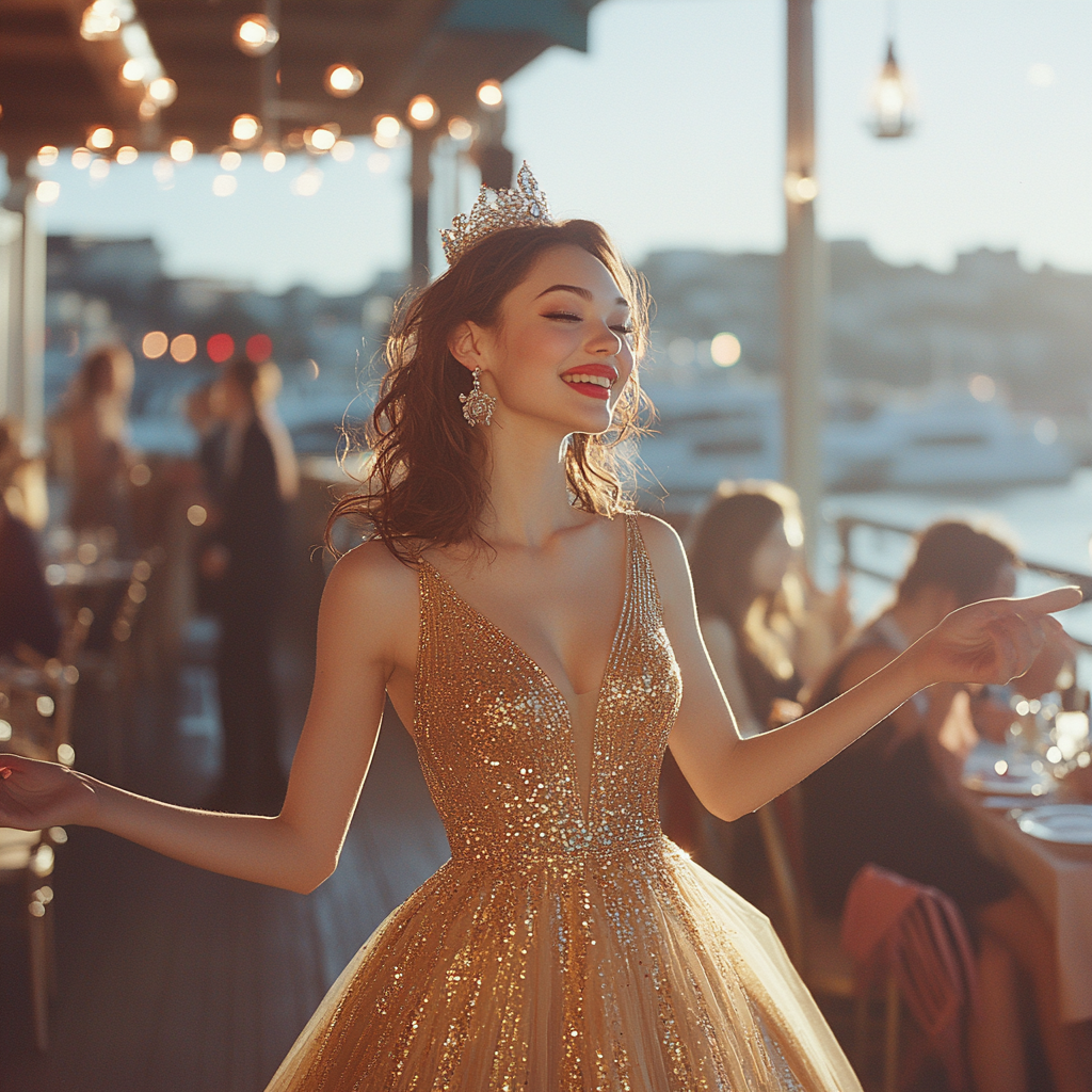 A happy woman at a party | Source: Midjourney