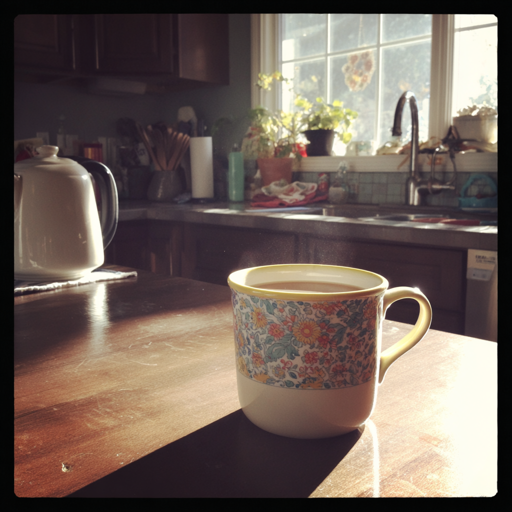 A cup of tea on a table | Source: Midjourney