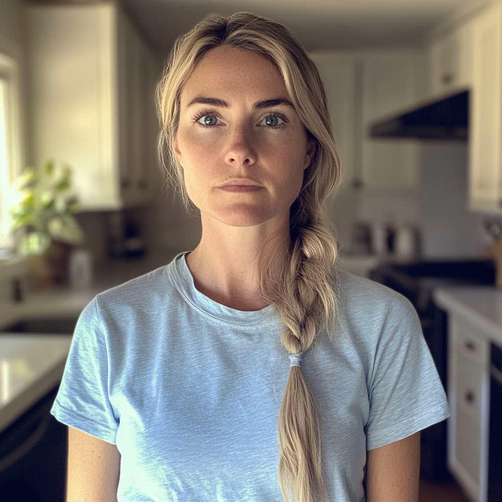 A woman with braided hair standing in a kitchen | Source: Midjourney
