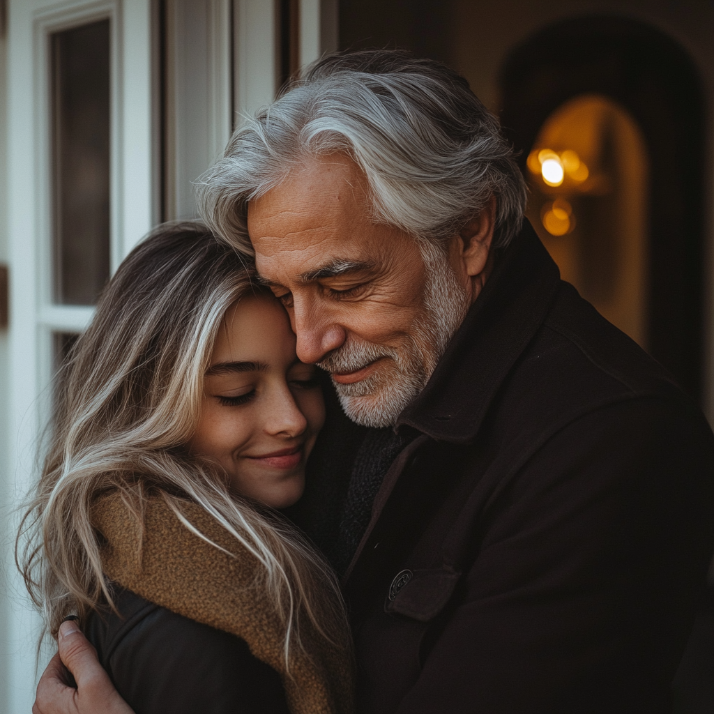 Senior man hugging his daughter | Source: Midjourney