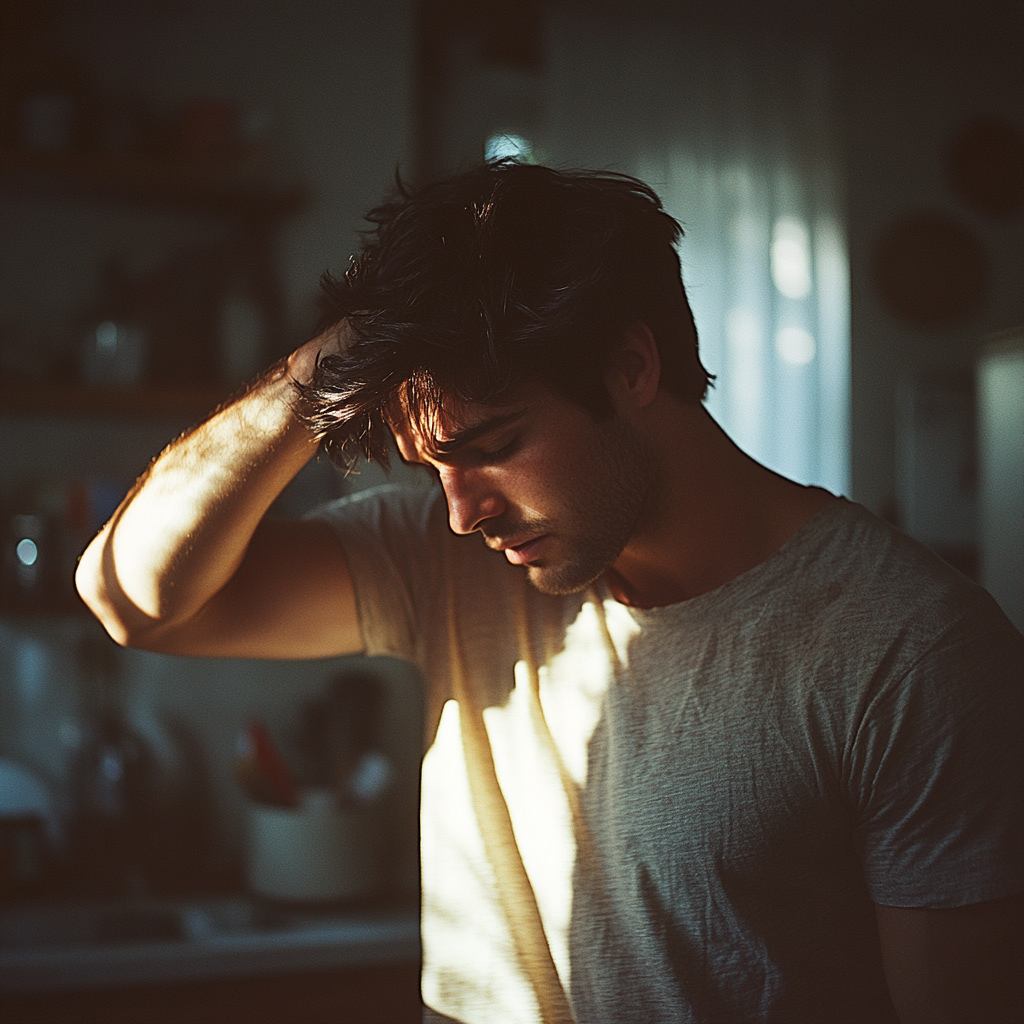 A man running his hand through his hair | Source: Midjourney