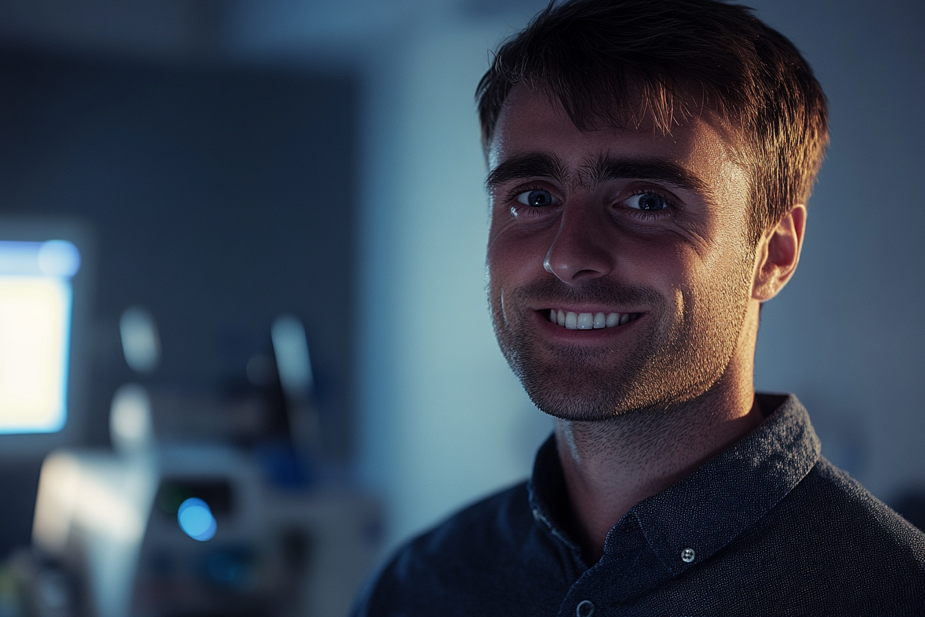 A man smiling in a hospital room | Source: Midjourney