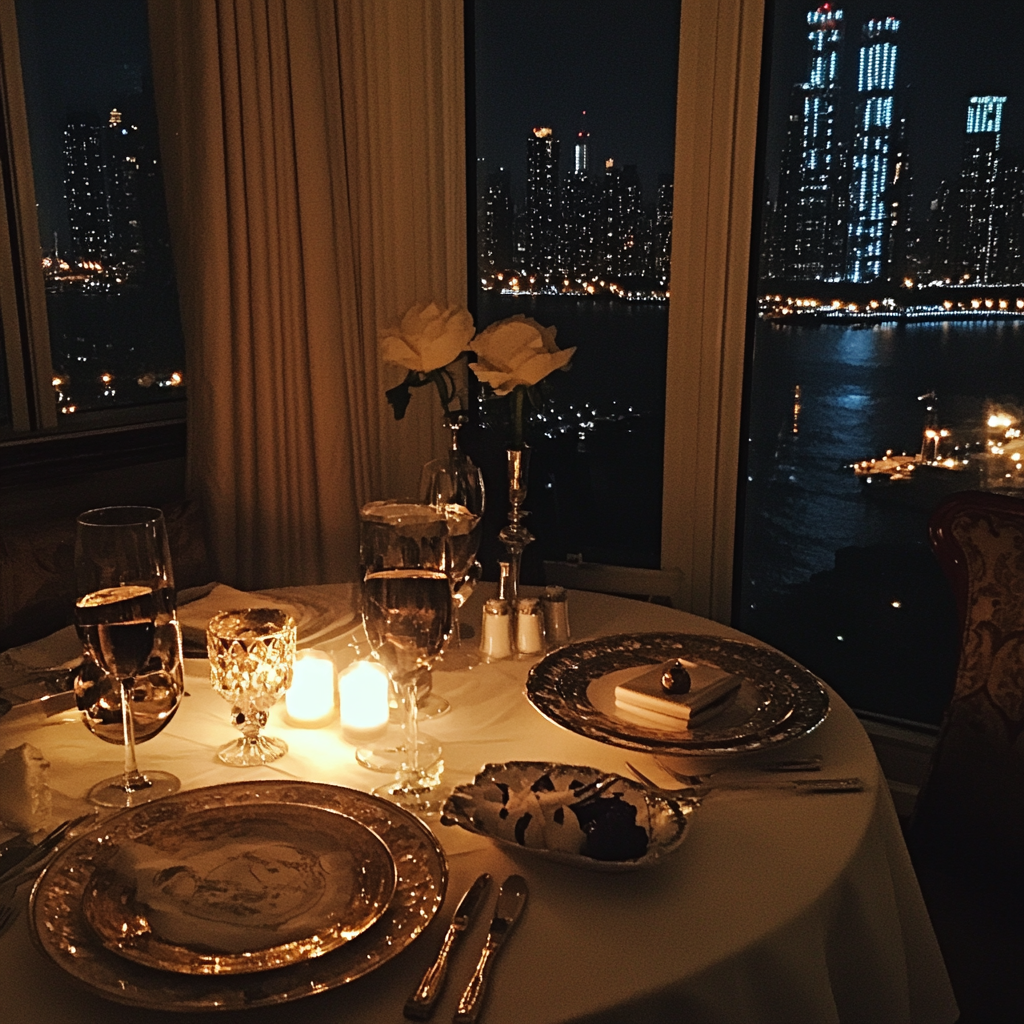 A romantic dinner setup | Source: Midjourney