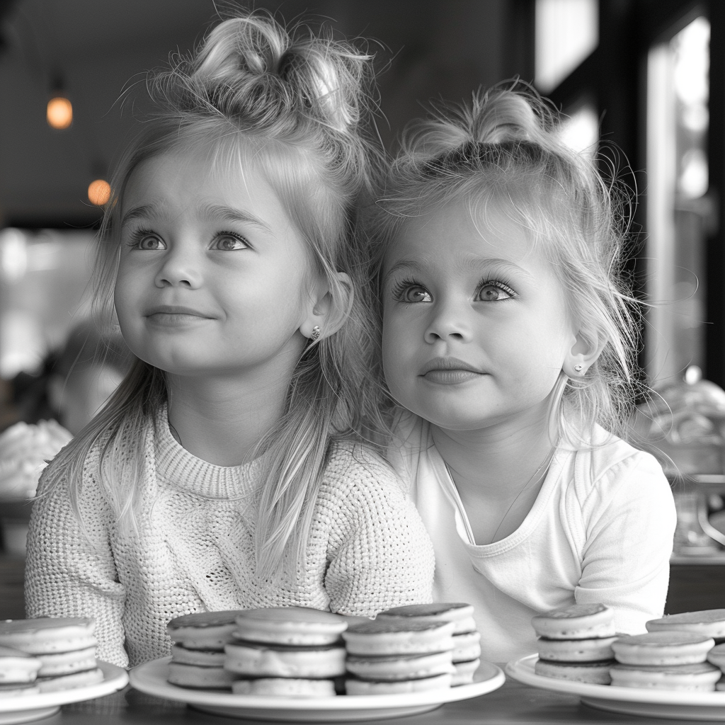 Emma e Lily esperam para comer as panquecas | Fonte: Midjourney