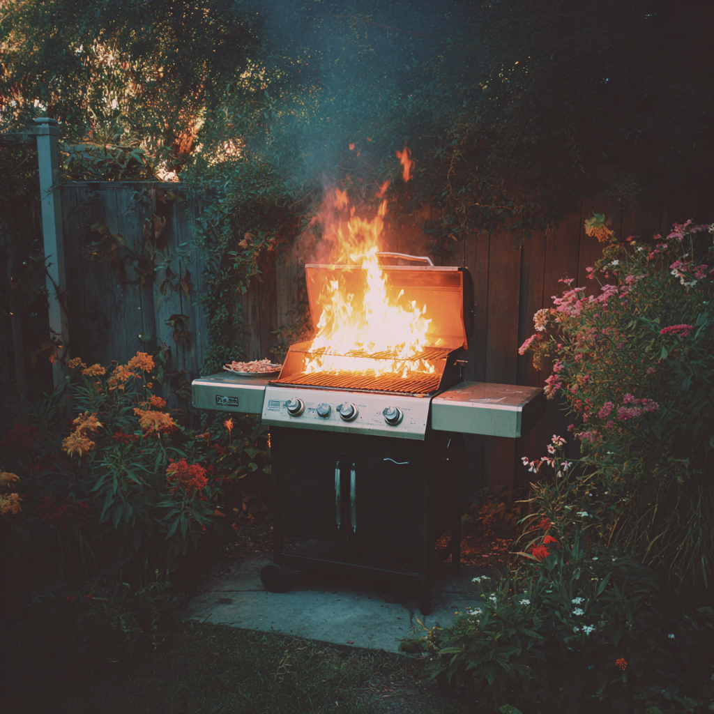 A grill on fire | Source: Midjourney