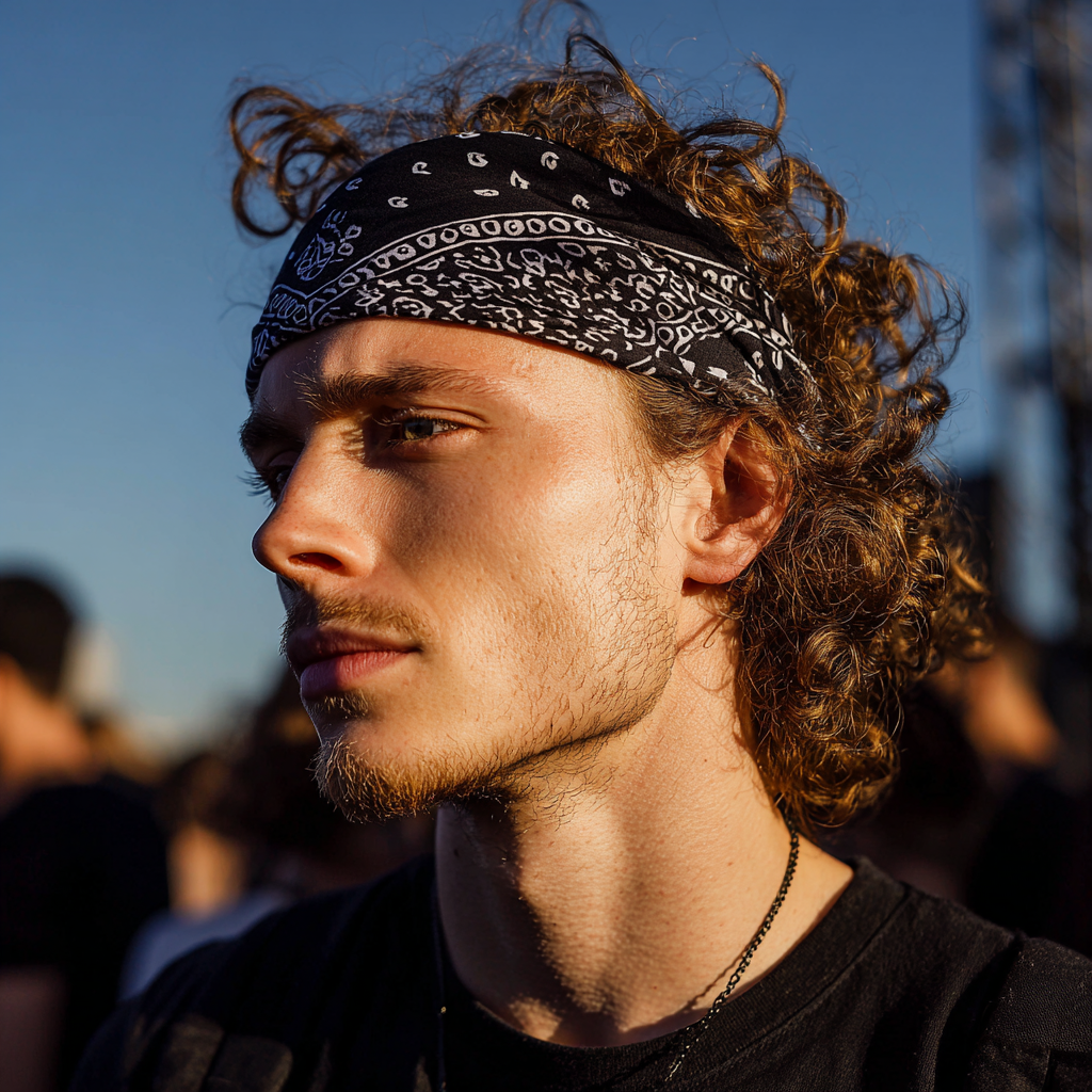 A man with a black bandana | Source: Midjourney