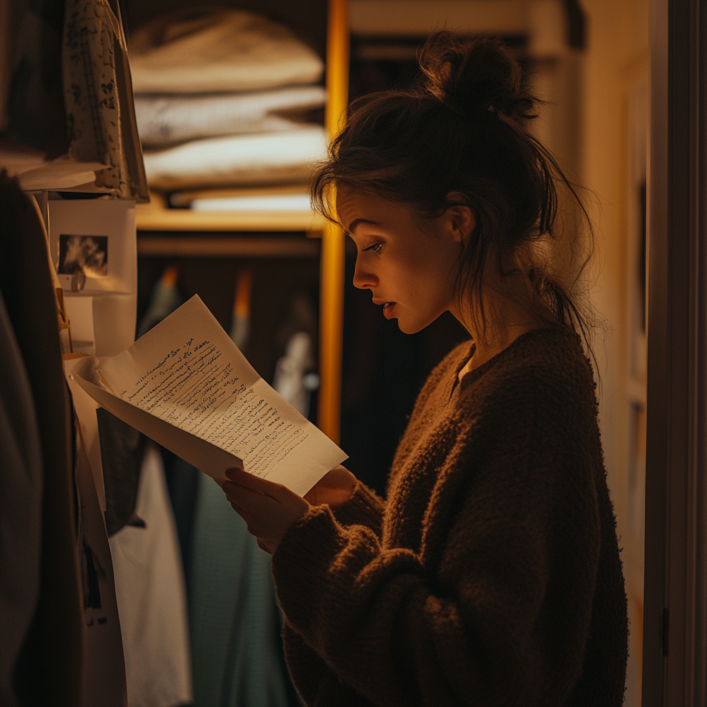 A woman reading a letter | Source: Midjourney