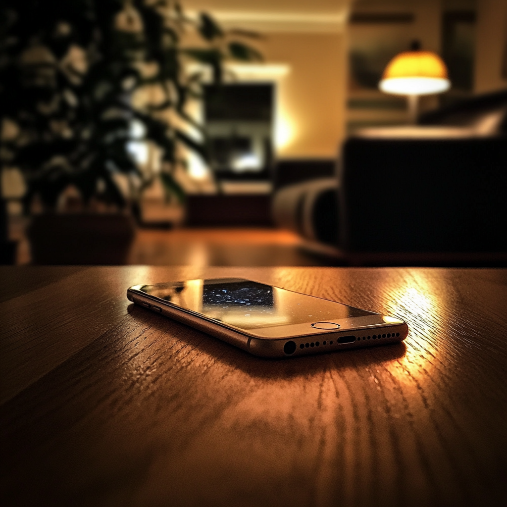 A cellphone on a table | Source: Midjourney