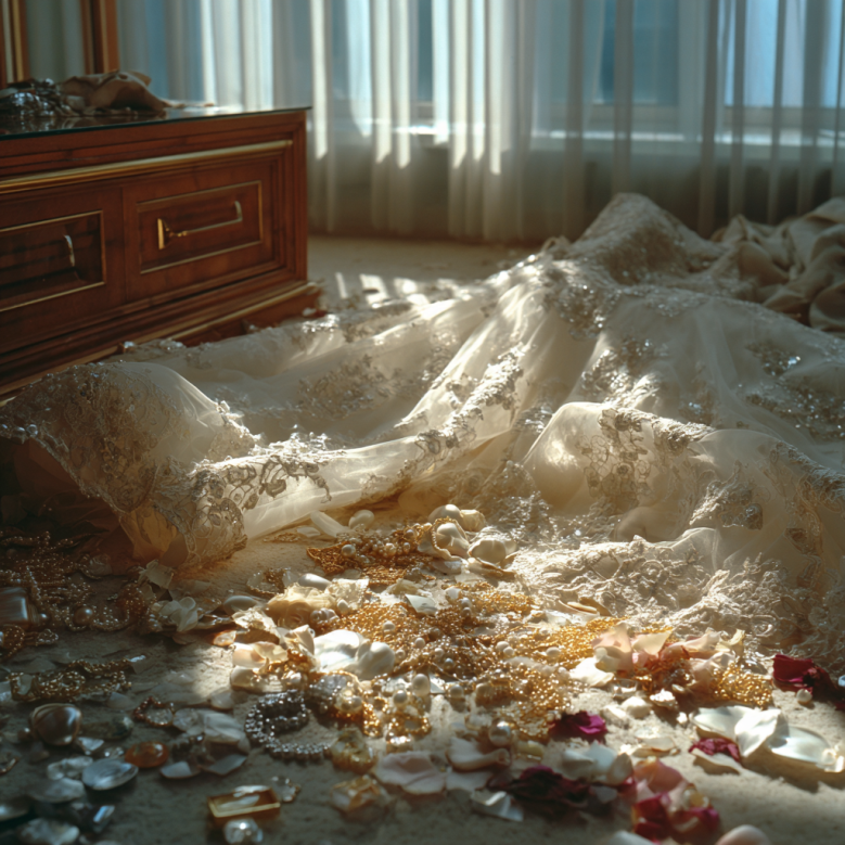 A cut up wedding dress | Source: Midjourney