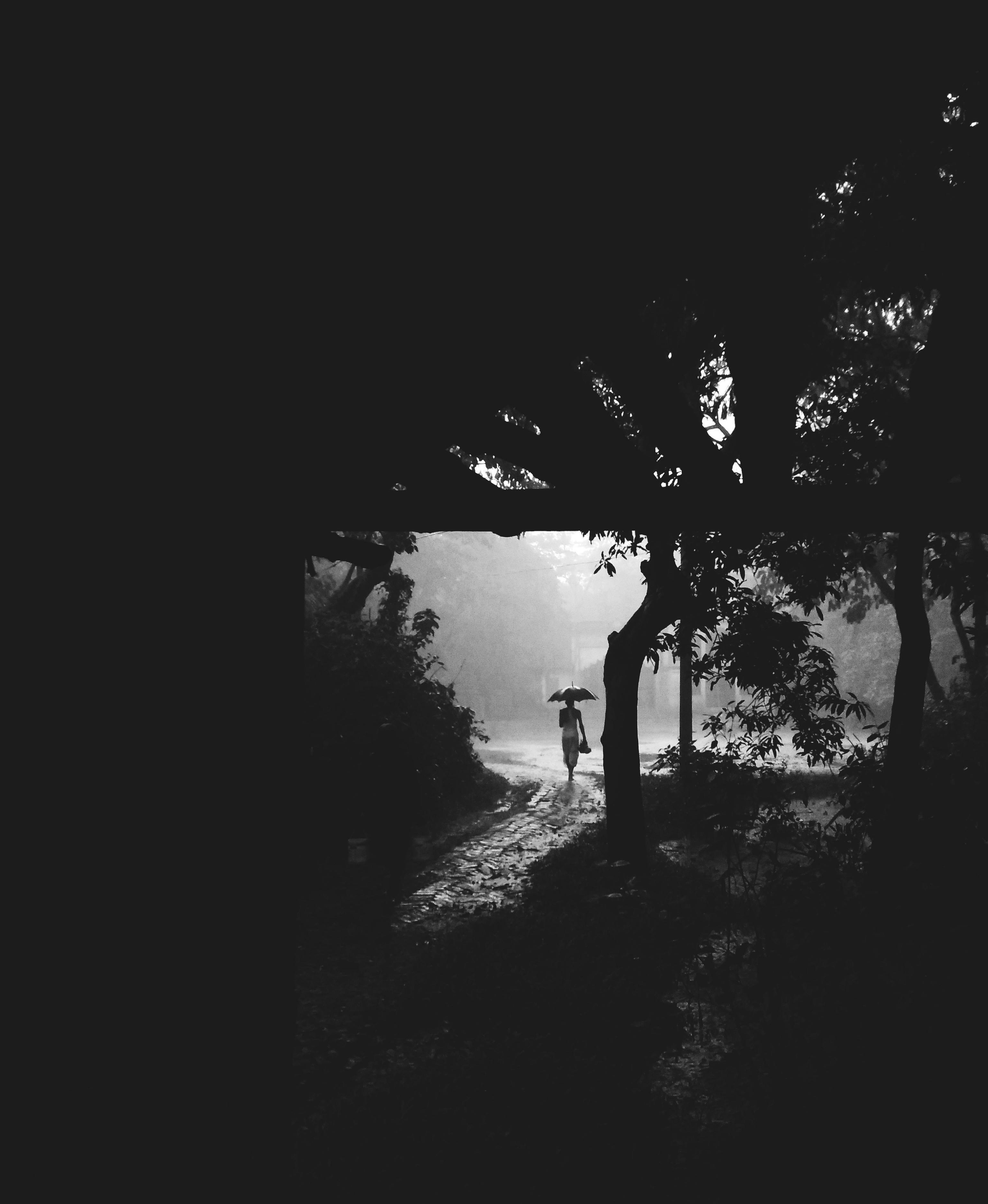 A person walking on the road on a rainy day | Source: Midjourney