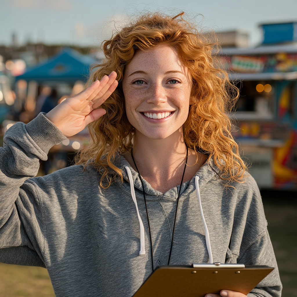 A happy woman saluting | Source: Midjourney